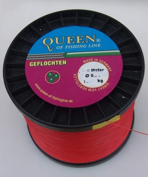 QUEEN of Fishingline 4-Fach-rundgeflochten - 0,25 - 28,6 kg - Farbe Rot - je 100 Meter