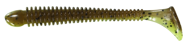 10 cm BERKLEY Flex Beat Shad  - Brown Chartreuse- 1 Stück Gummifisch  Drop Shot